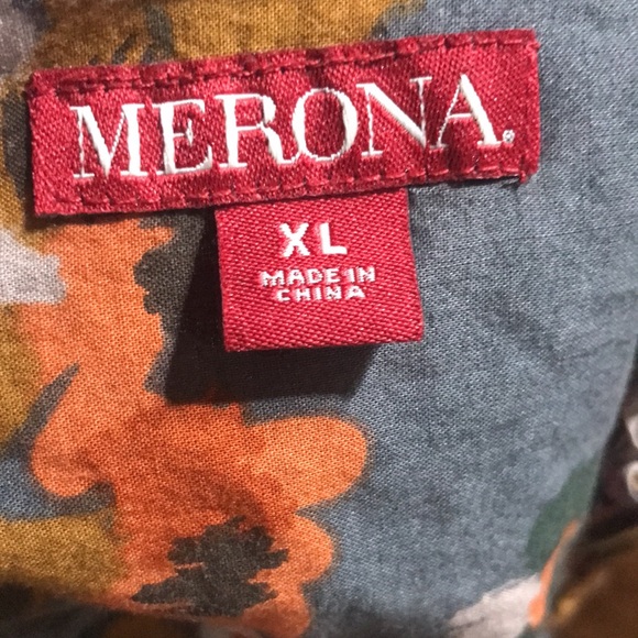 Merona Multicolored V-Neck Button Down Size XL - Picture 4 of 4